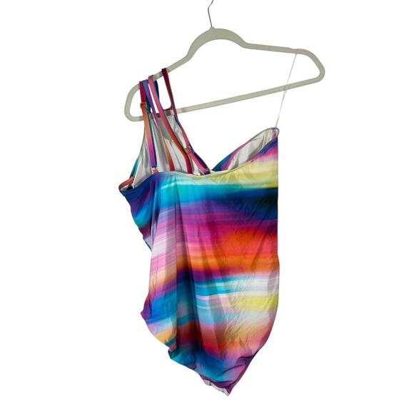 La Blanca Sunset Shores Strappy One Shoulder One Piece Swimsuit Womens Plus 18W - Picture 5 of 9